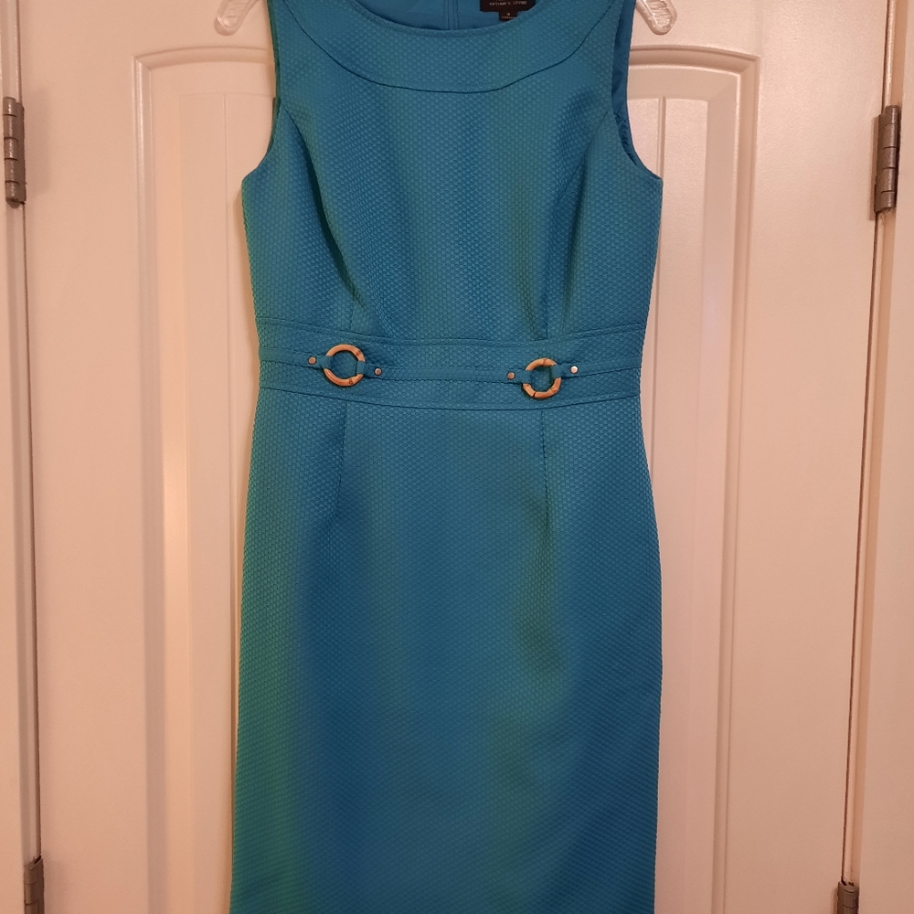 Tahari turquoise dress, 4